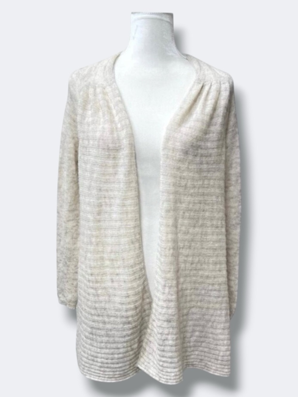 Anthropologie Moth Cardigan Women Small Oatmeal Cream Wool Blend Open Front
